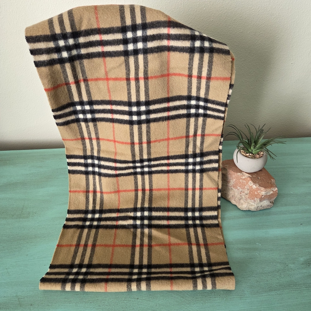 100% CASHMERE Burberry Nova Check Scarf - Picture 6 of 7